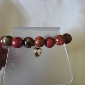 Vintage Red Jasper Gemstone with 14K Gold Filled Charm Beaded Bracelet Set